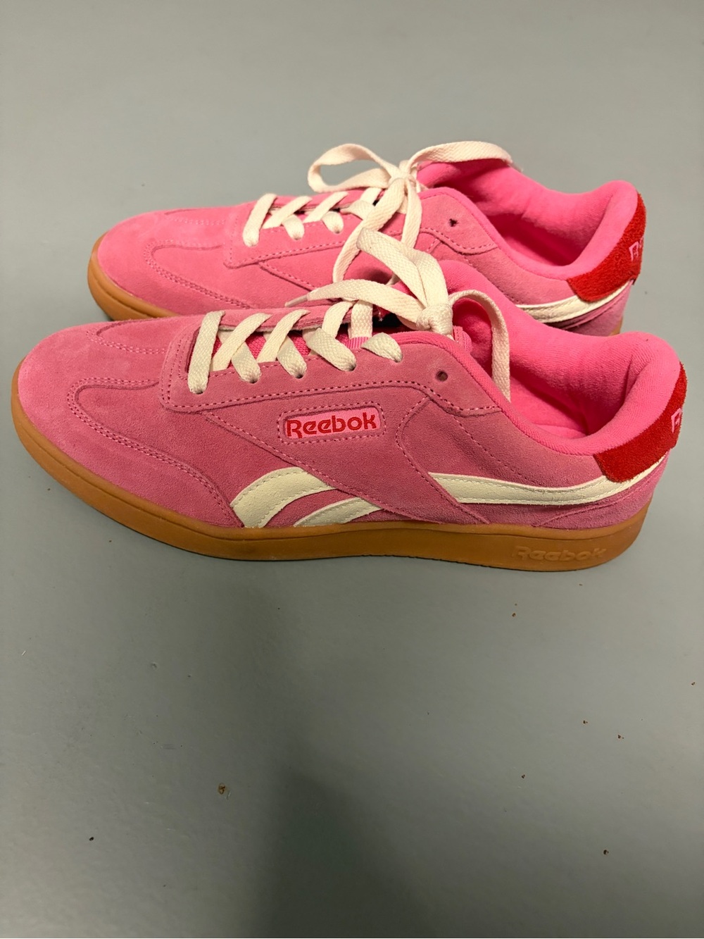 Reebok Suede Low-Top Sneakers in Pink with Gum Sole